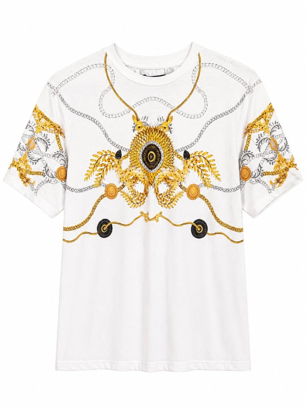 Zara Quiet Luxury Men White Gold Short Sleeve Button Down Casual Resort Shirt L